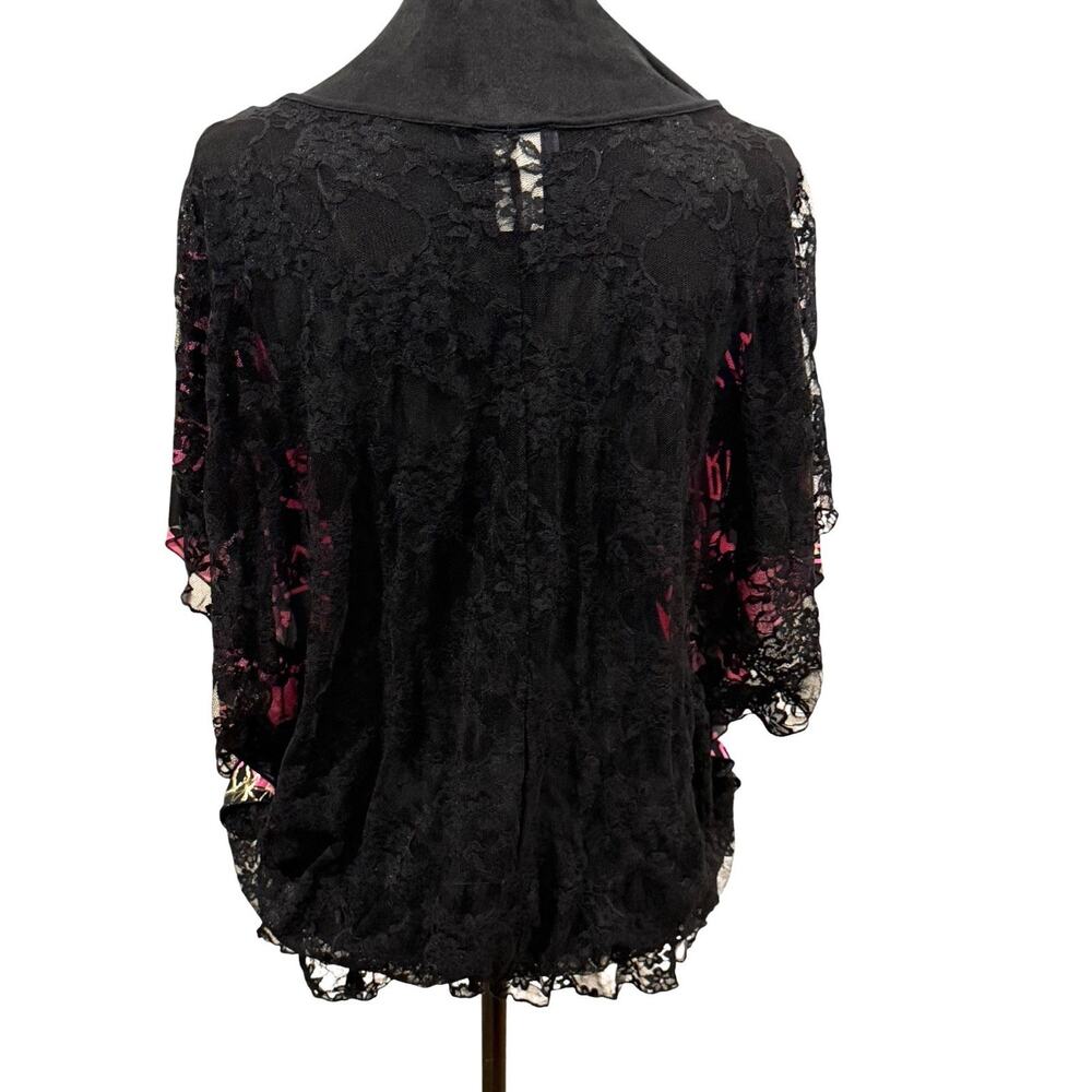 Caren Sport Black Pink Gold Bubble Hem Top Women’s 2X City Graphics Lace Y2K - Picture 6 of 16